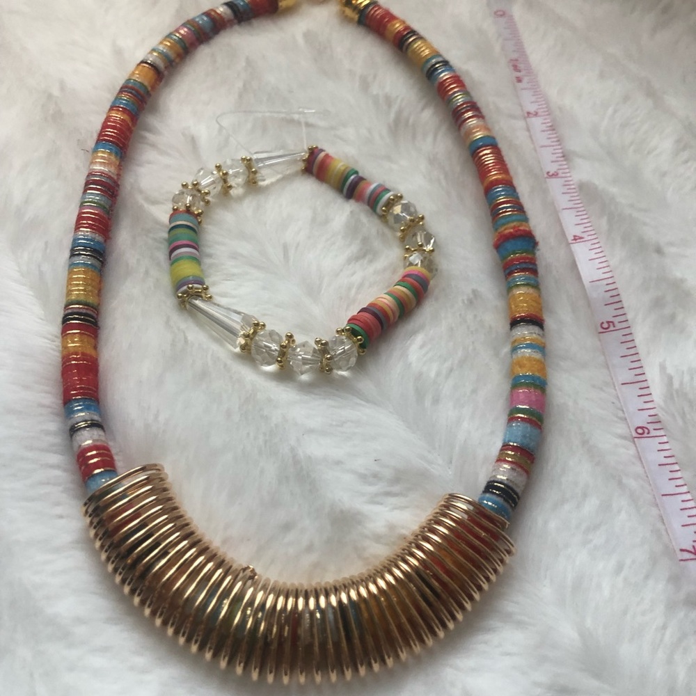 Colorful Necklace and bracelet set.